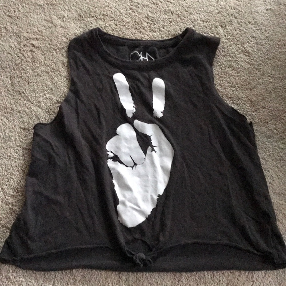 Chaser gray cropped tank with little front knot size small